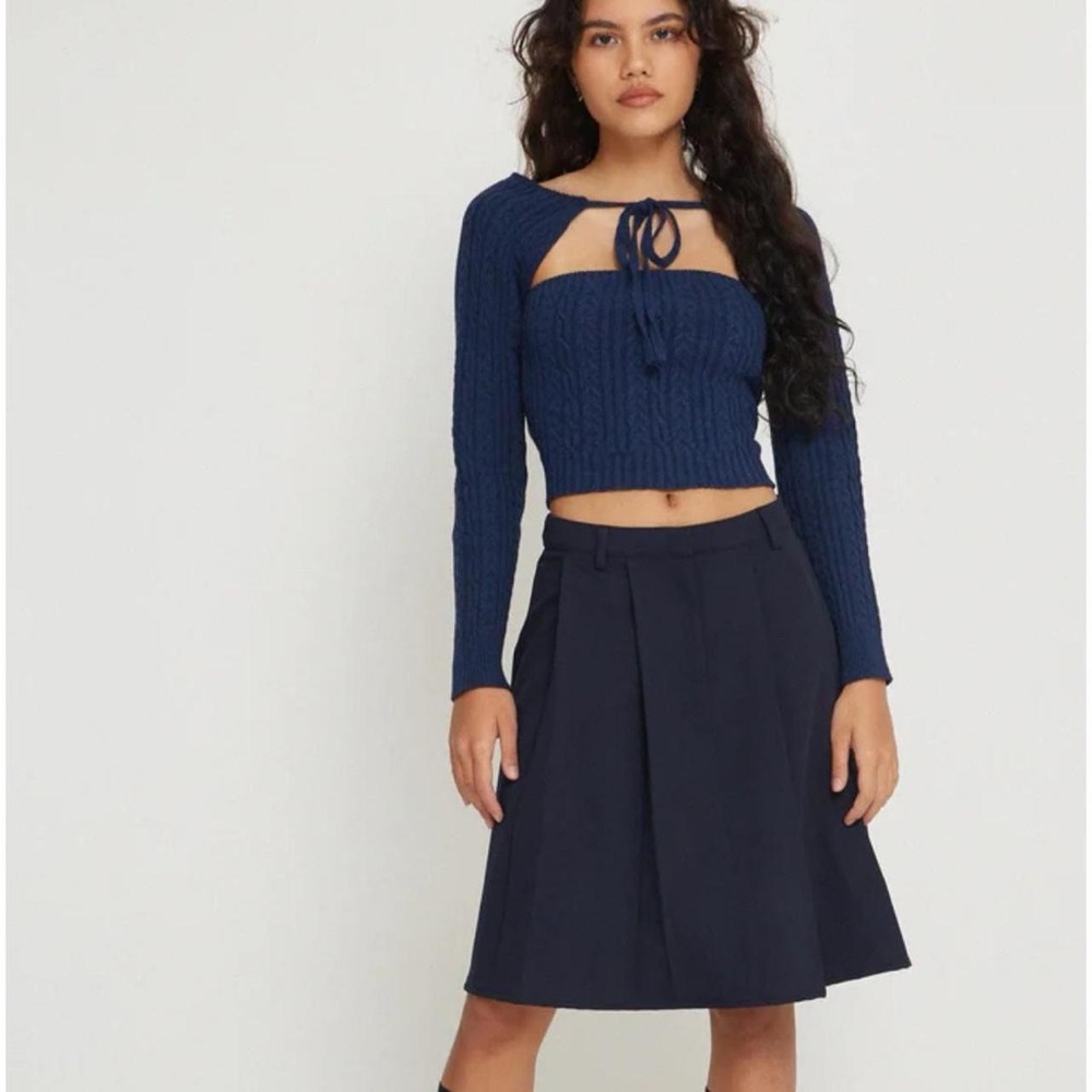 Motel Rocks Navy Blue Tube Top with Front Tie Bolero - BRAND NEW